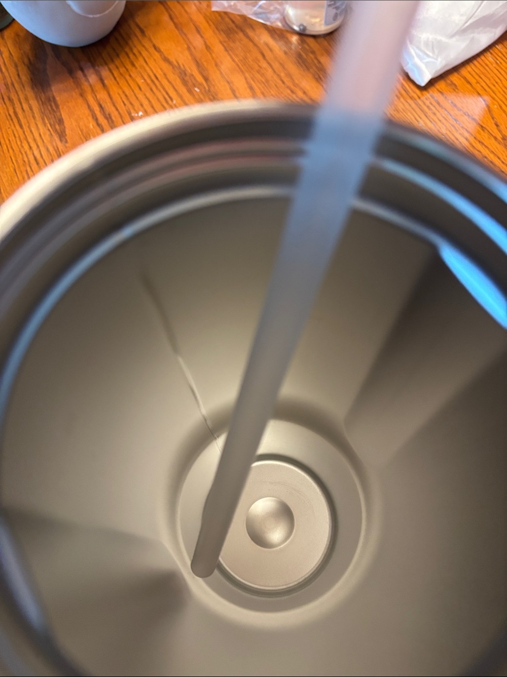 Corkcicle Cream Tumbler with Black Bow Pattern and Handle - Picture 2 of 2
